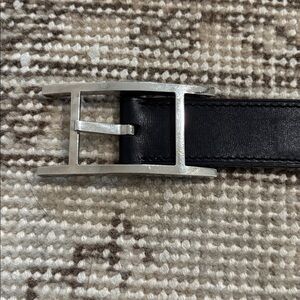 Hermès Black Leather Belt with Silver Buckle